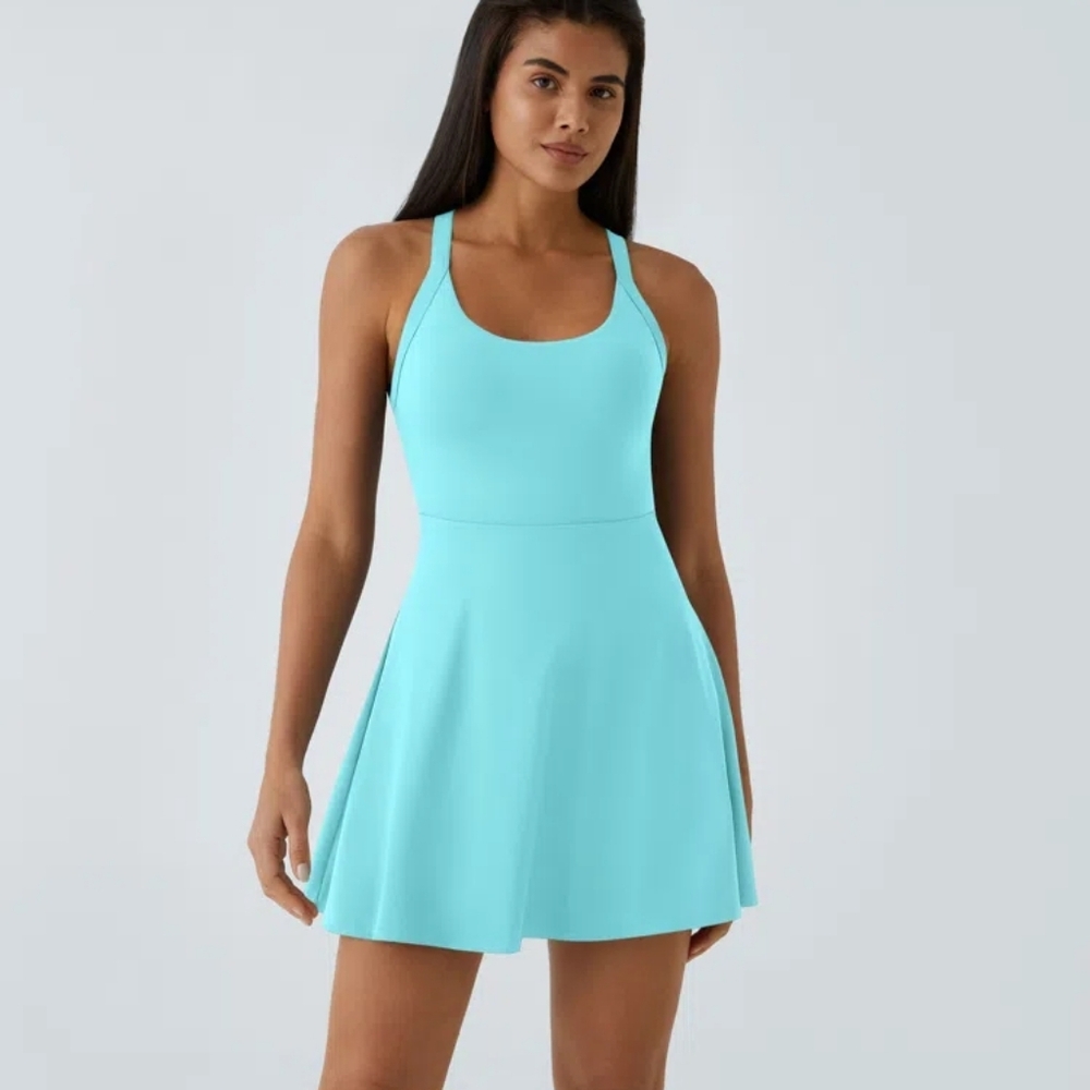 HALARA Light Blue Athletic Skater Dress